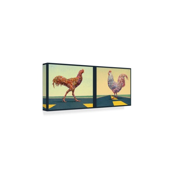 James W. Johnson 'Road Chickens Diptych' Canvas Art,14x32